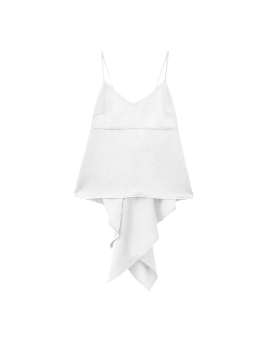 V Neck Open Back Draped Hem Cami Top