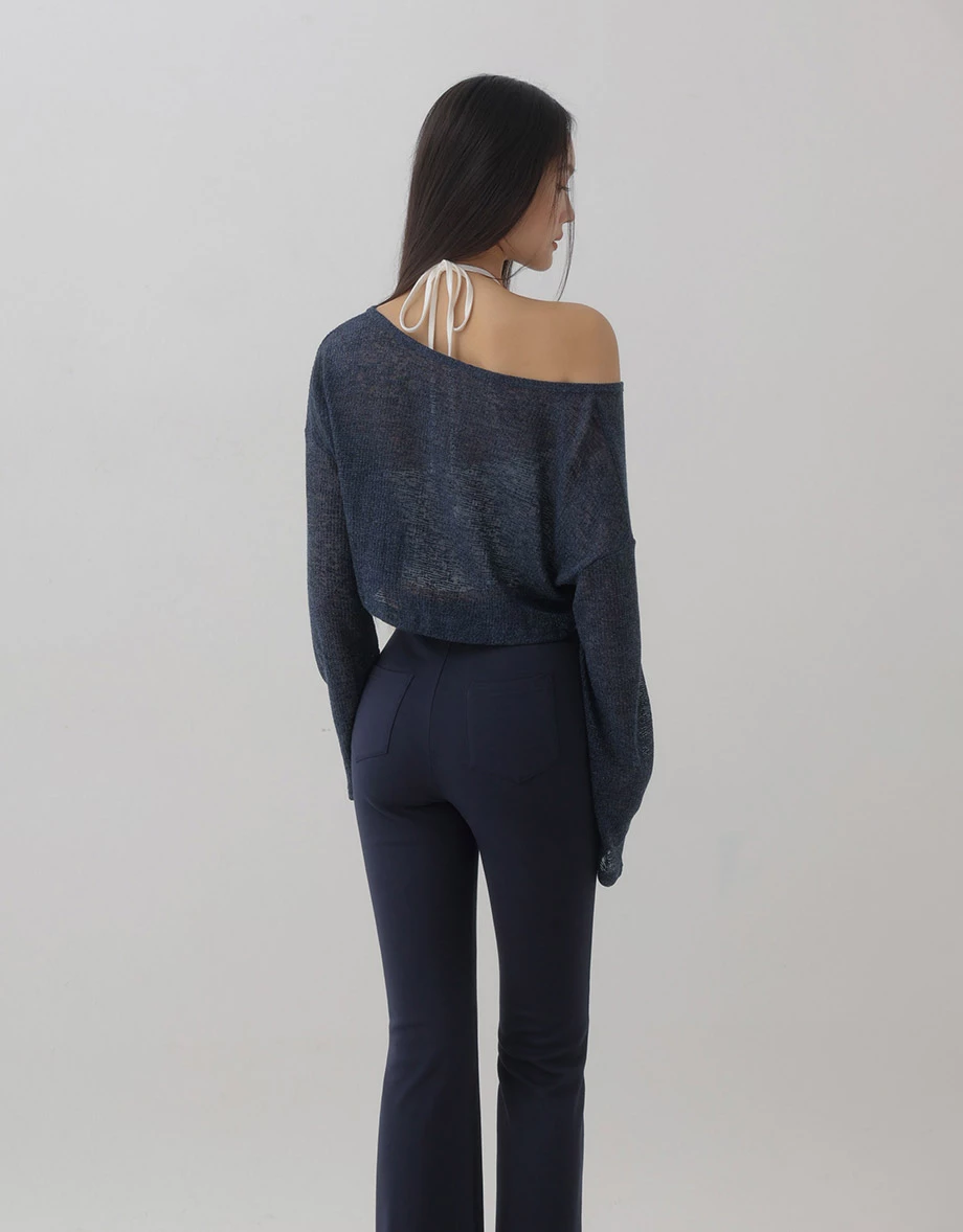 Henley Neck Sheer Slub Knit Crop Cardigan Top Henley Neck Sheer Slub Knit Crop Cardigan Top