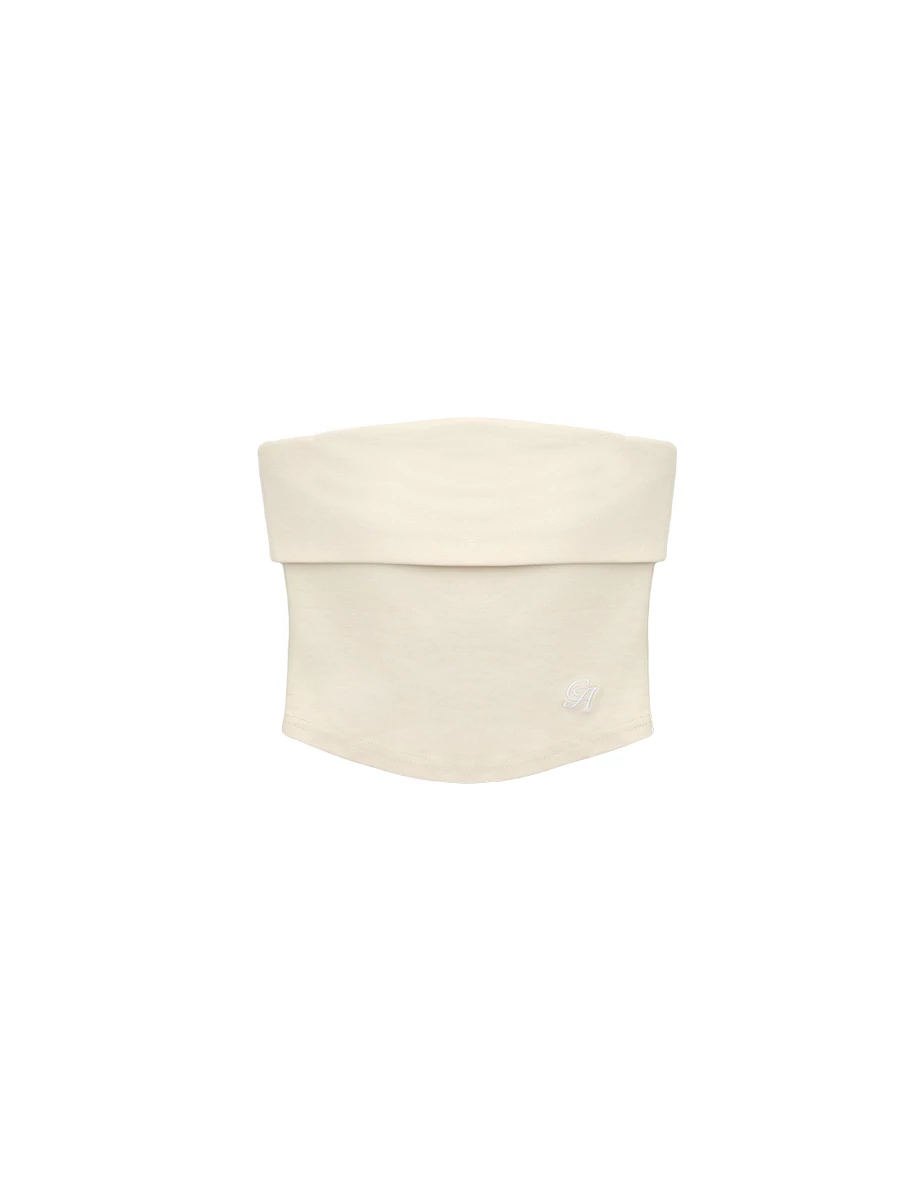 AIR SPACE Logo Embroidered Fold Over Padded Tube Top AIR SPACE Logo Embroidered Fold Over Padded Tube Top