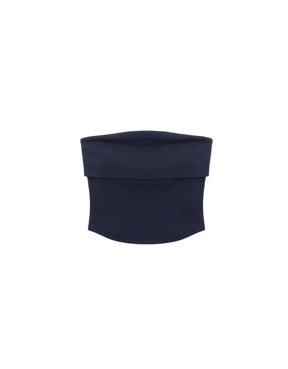 AIR SPACE Logo Embroidered Fold Over Padded Tube Top