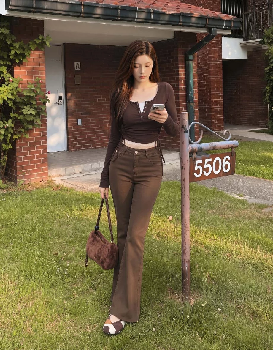 Henley Snap Button Side Drawstring Long Sleeve Crop Top Henley Snap Button Side Drawstring Long Sleeve Crop Top