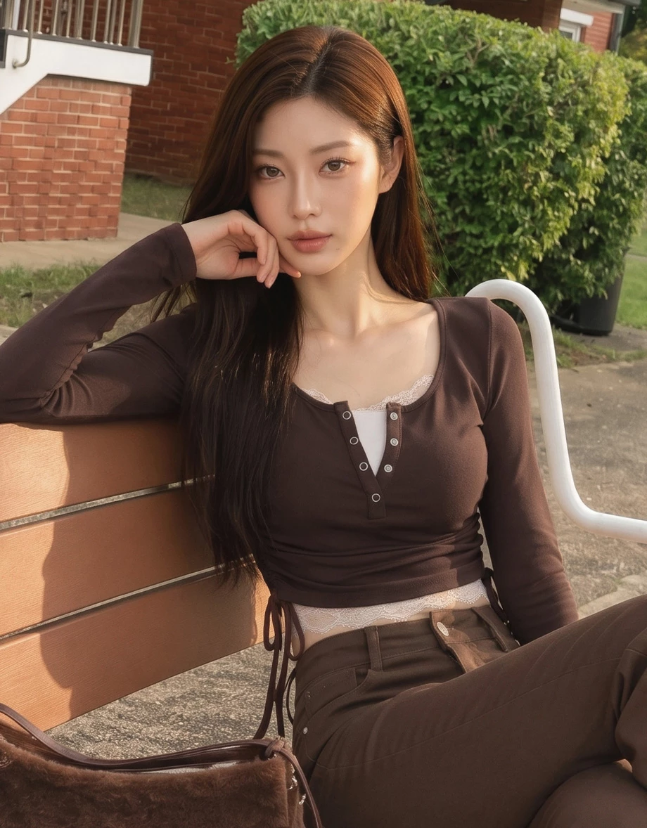 Henley Snap Button Side Drawstring Long Sleeve Crop Top Henley Snap Button Side Drawstring Long Sleeve Crop Top