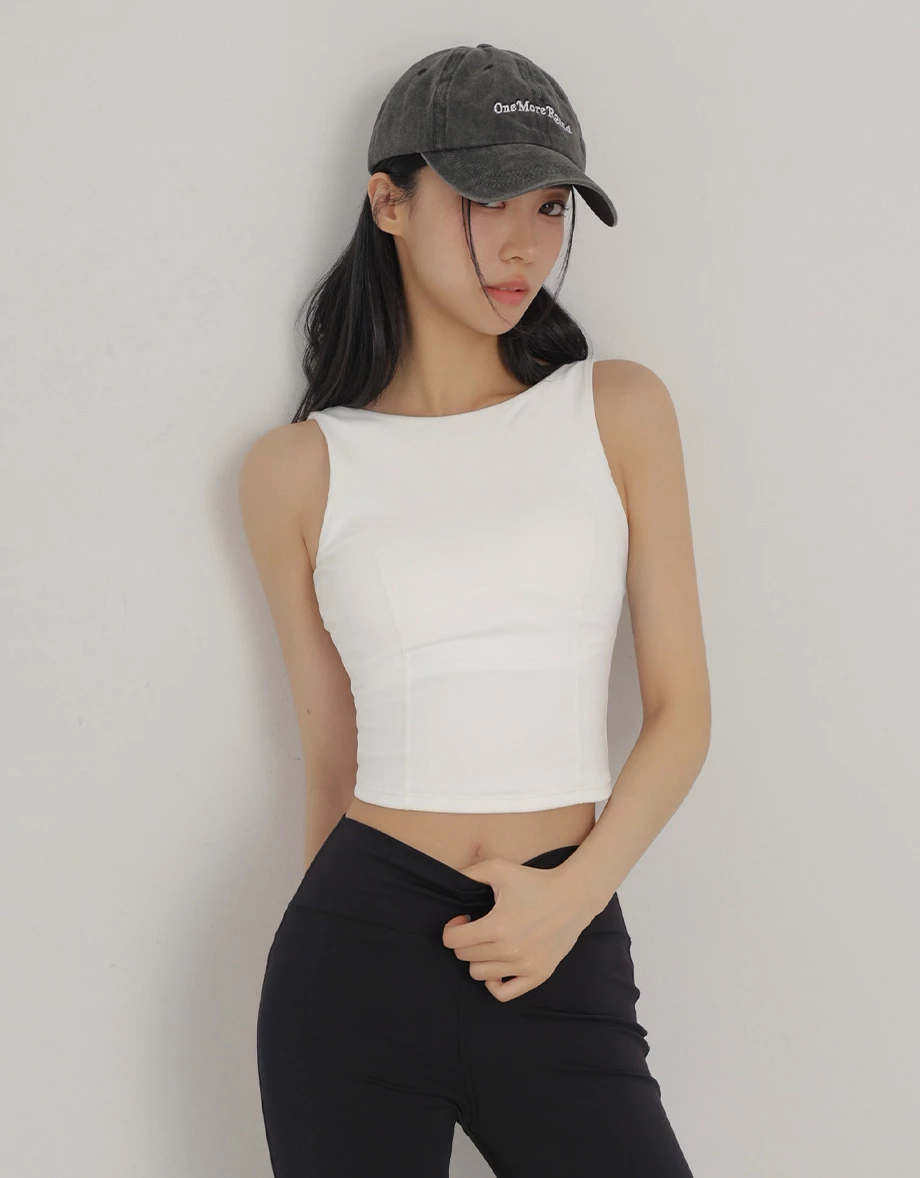 圓領修身剪裁美背短版BRA背心