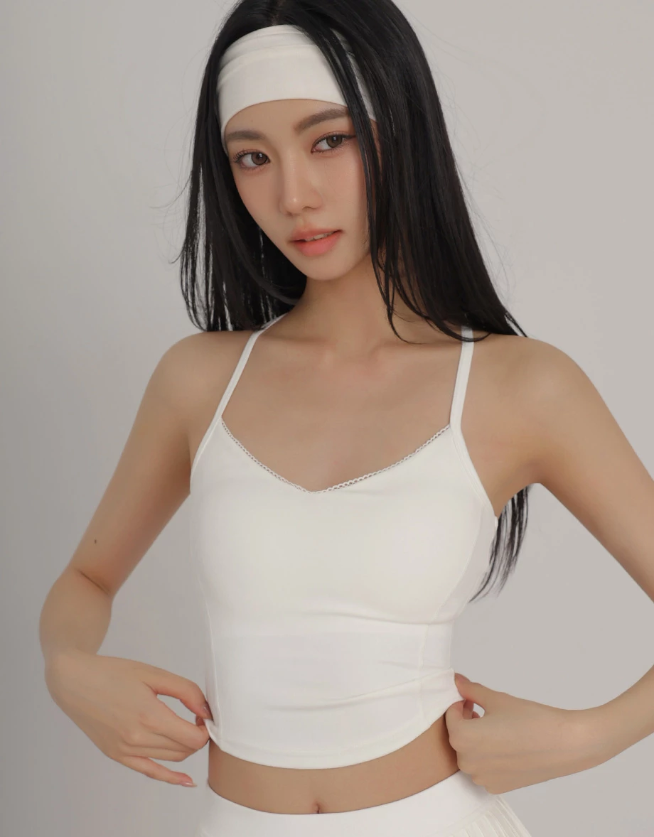 花邊V領修身剪裁Y字美背細肩帶短版BRA背心 花邊V領修身剪裁Y字美背細肩帶短版BRA背心