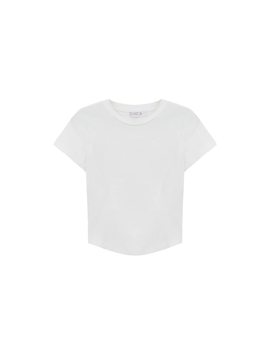 【CLEANFIT】Basic Crew Neck Curved Hem Fitted Padded Bra Top 【CLEANFIT】Basic Crew Neck Curved Hem Fitted Padded Bra Top