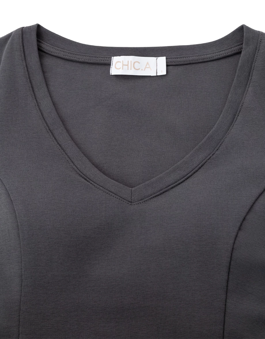 【CLEANFIT】Basic V Neck Long Sleeve Fitted Padded Bra Top 【CLEANFIT】Basic V Neck Long Sleeve Fitted Padded Bra Top