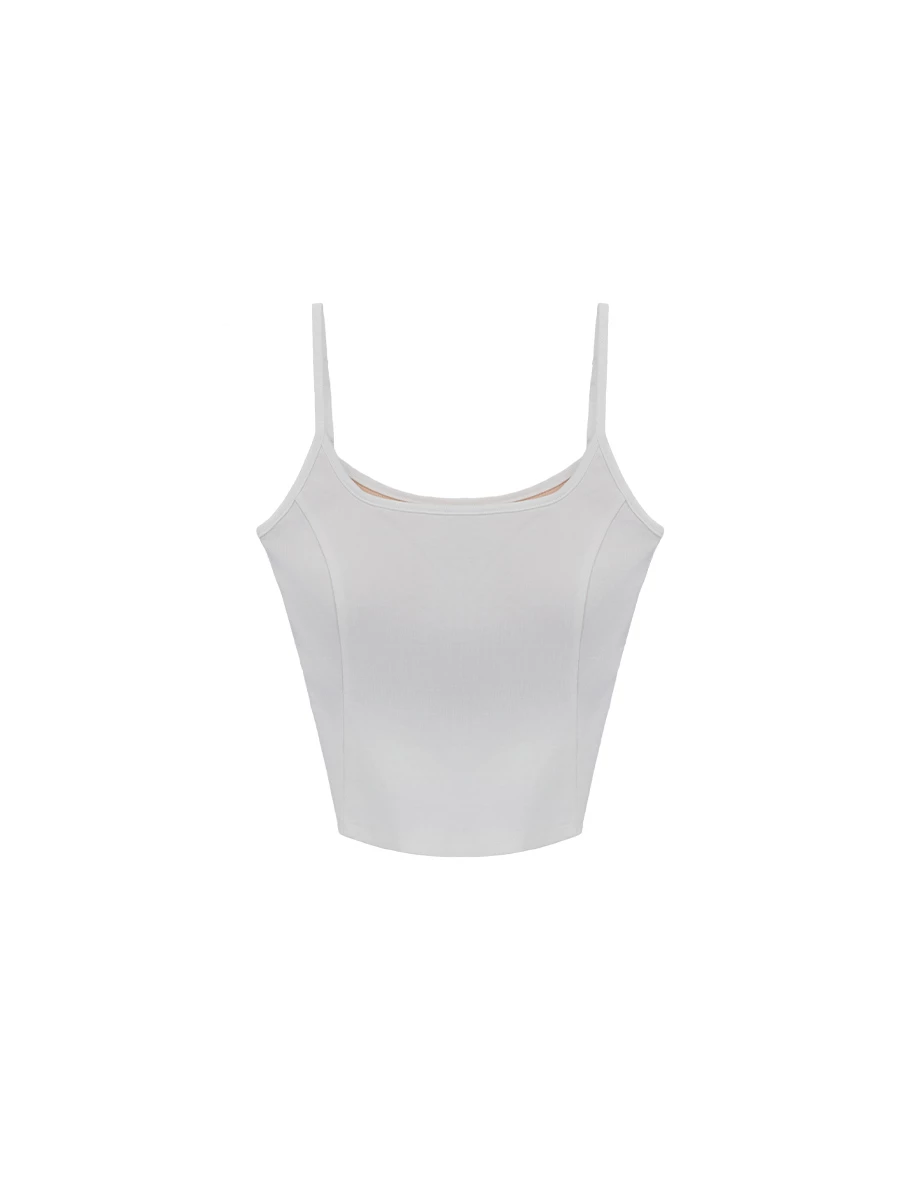【CLEANFIT】Basic Crew Neck Curved Hem Fitted Padded Cami Bra Top