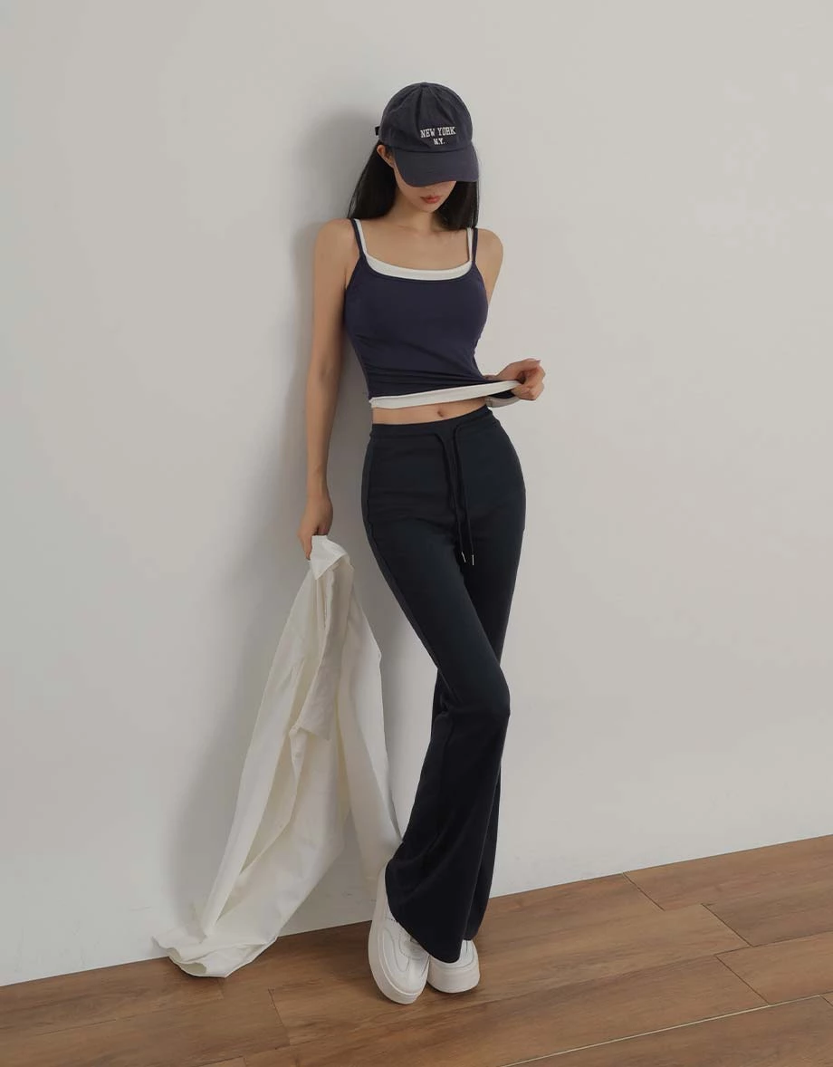 Contrast Layered Side Ruched Padded Cami Bra Top Contrast Layered Side Ruched Padded Cami Bra Top