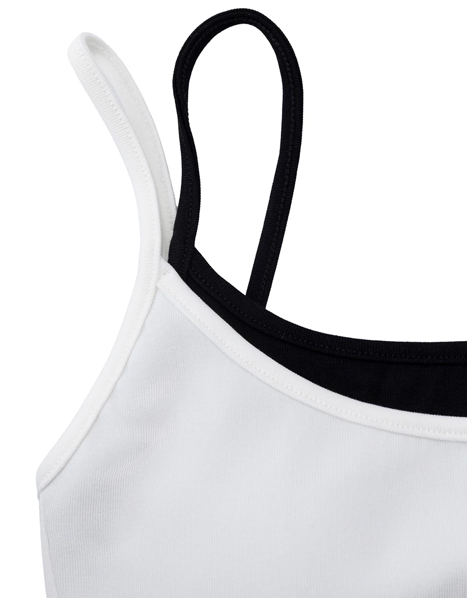 Contrast Layered Side Ruched Padded Cami Bra Top Contrast Layered Side Ruched Padded Cami Bra Top