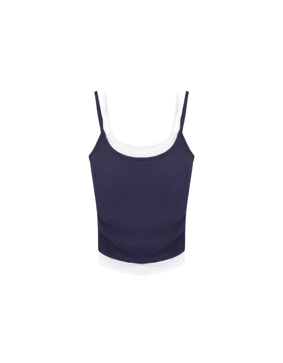 Contrast Layered Side Ruched Padded Cami Bra Top Contrast Layered Side Ruched Padded Cami Bra Top