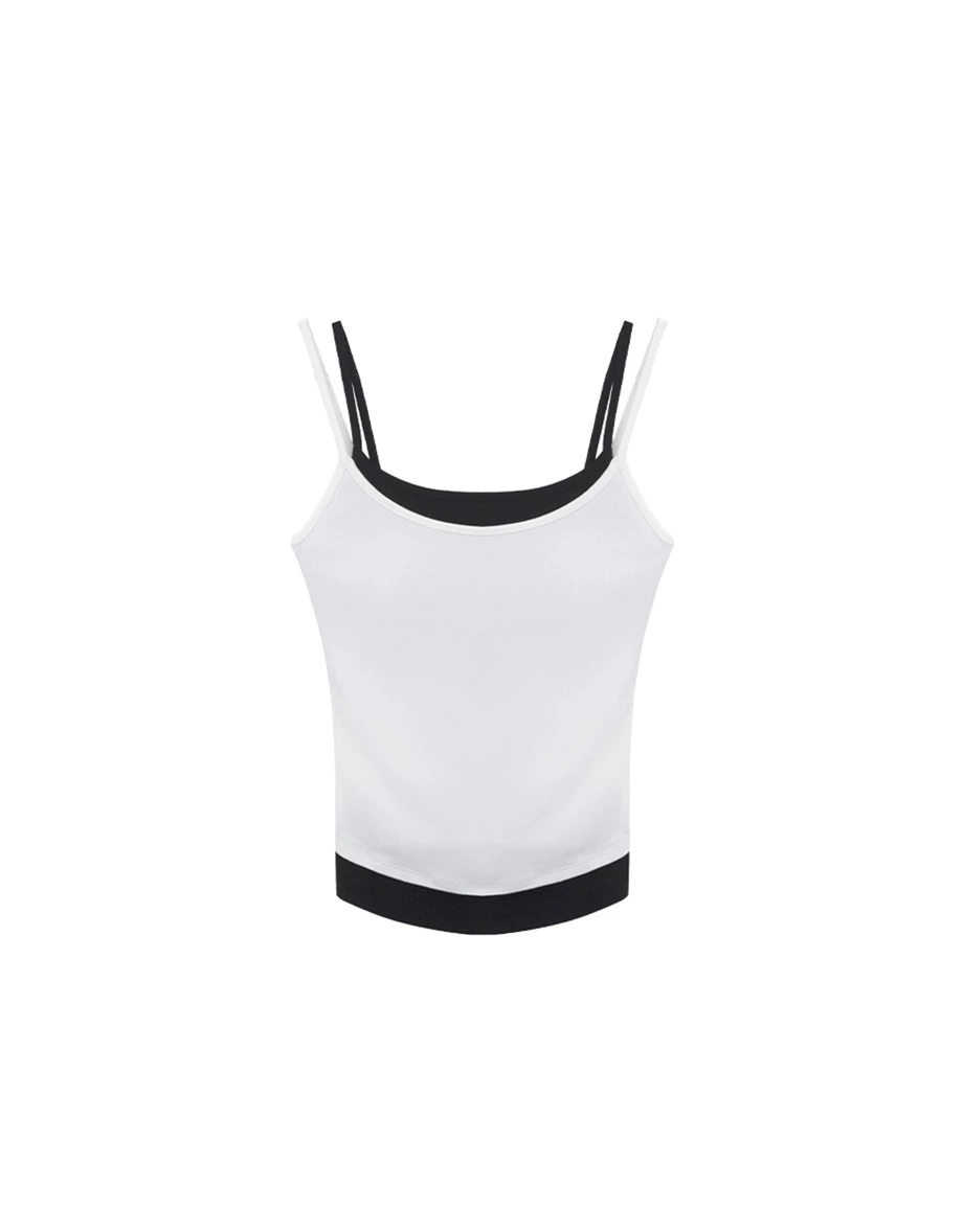 Contrast Layered Side Ruched Padded Cami Bra Top Contrast Layered Side Ruched Padded Cami Bra Top