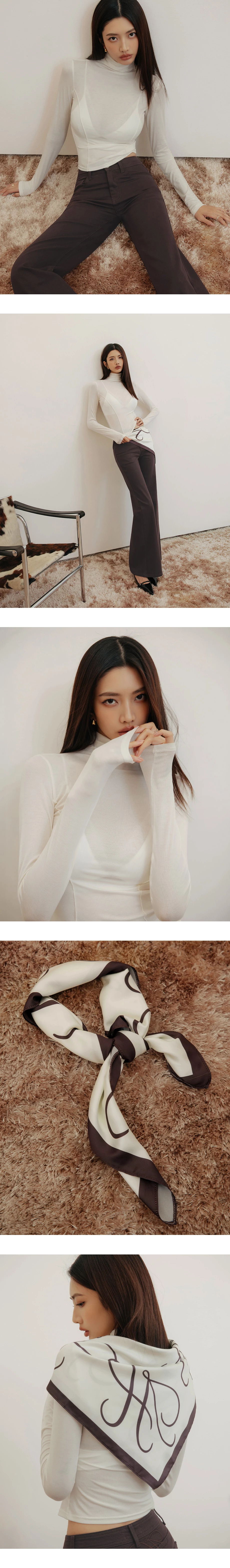 【IHUA Deisgn】Mock Neck Sheer Mesh Long Sleeve Fitted Top