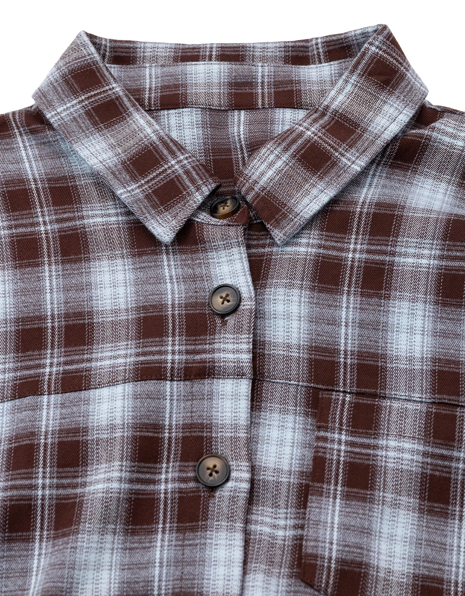 Vintage Plaid Raw Hem Button Up Shirt Blouse Vintage Plaid Raw Hem Button Up Shirt Blouse