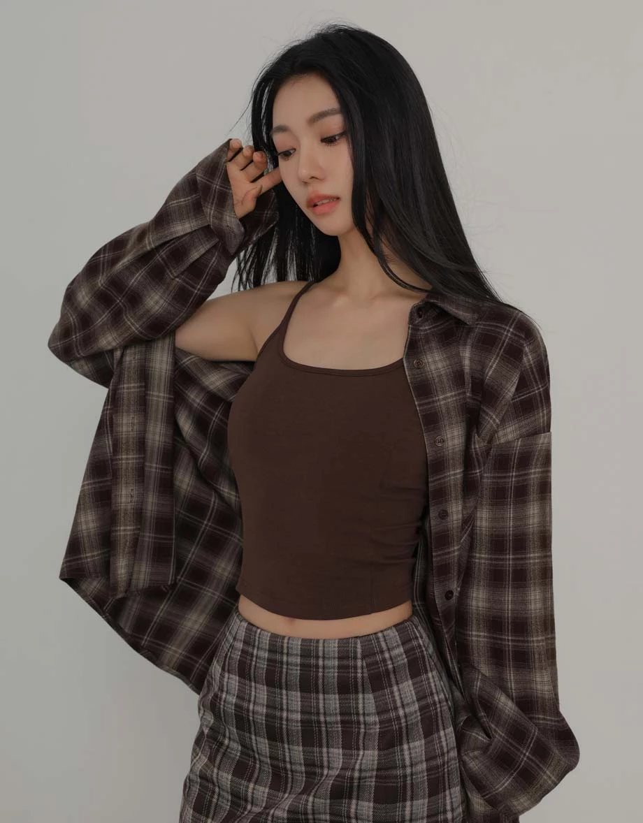 High Waist Front Side Slit Plaid A Line Mini Skort High Waist Front Side Slit Plaid A Line Mini Skort