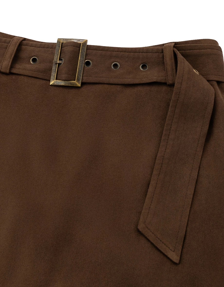Faux Suede Mermaid A Line Maxi Skirt (with Belt) Faux Suede Mermaid A Line Maxi Skirt (with Belt)