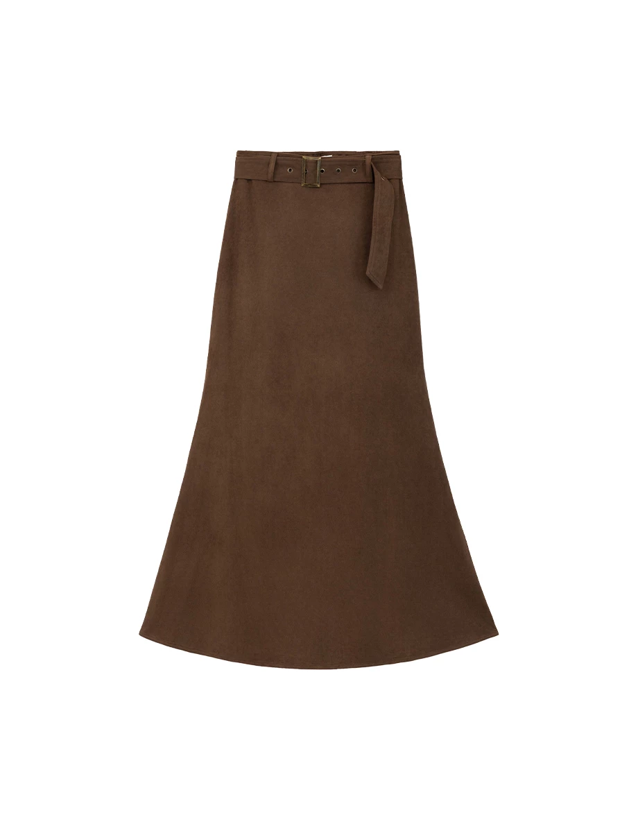 Faux Suede Mermaid A Line Maxi Skirt (with Belt) Faux Suede Mermaid A Line Maxi Skirt (with Belt)