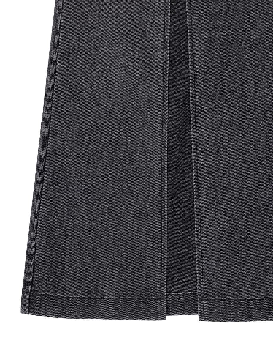 High Waist Front Slit Elastic Back Jeans Denim Maxi Skirt High Waist Front Slit Elastic Back Jeans Denim Maxi Skirt