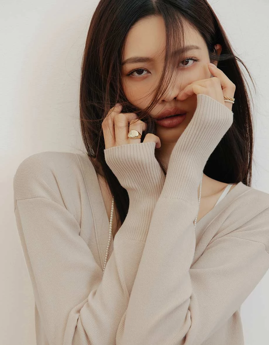 【IHUA Deisgn】Elastic Waist Ribbed Knit A Line Maxi Skirt