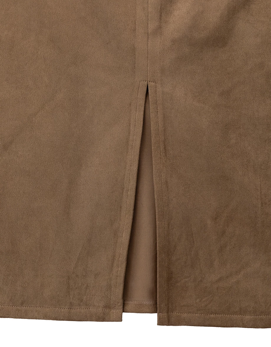 【IHUA Deisgn】High Waist Back Slit Midi Skirt (Faux Leather / Faux Suede) 【IHUA Deisgn】High Waist Back Slit Midi Skirt (Faux Leather / Faux Suede)