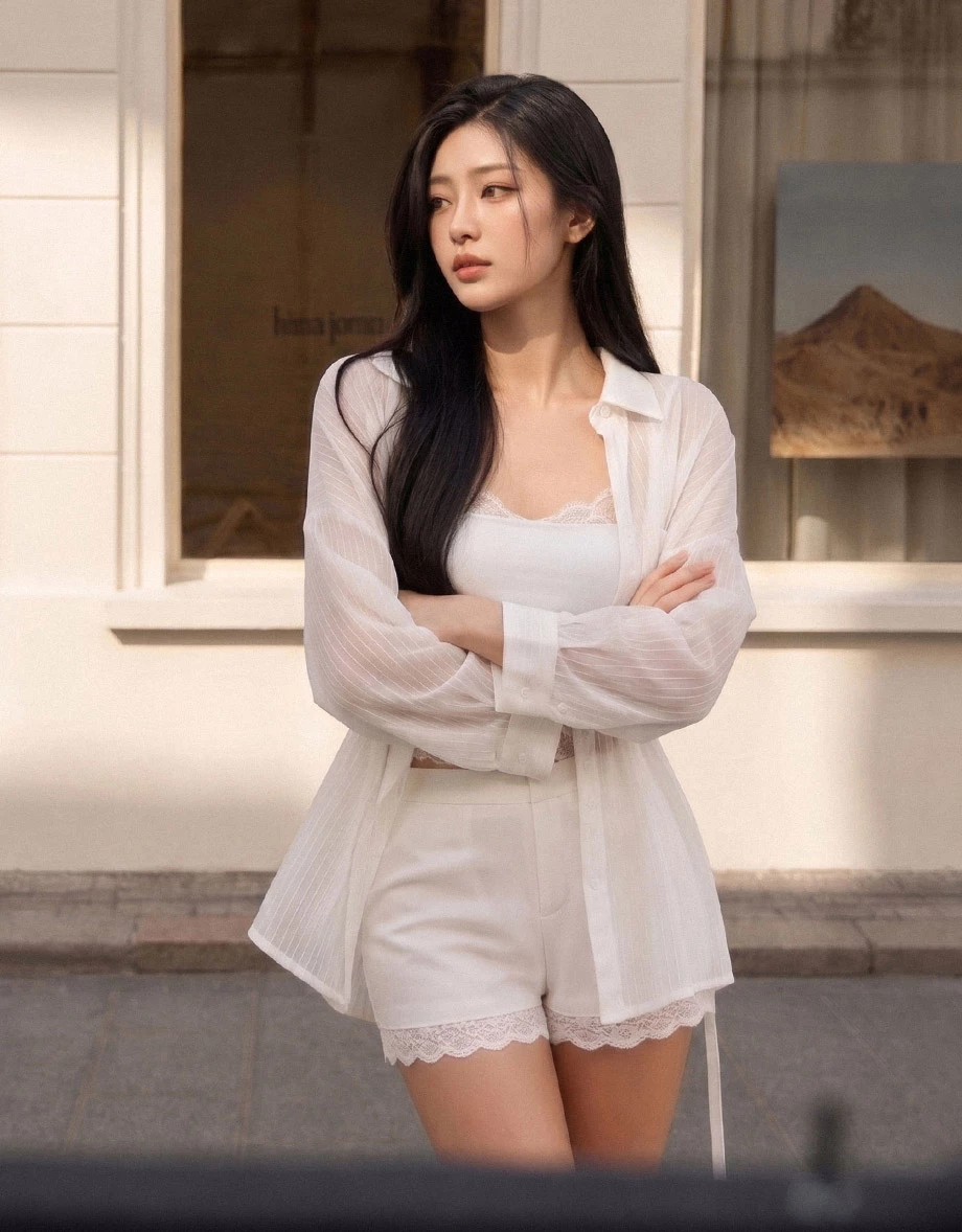 Lace Trim Pleated Tailored Shorts with Pockets Lace Trim Pleated Tailored Shorts with Pockets