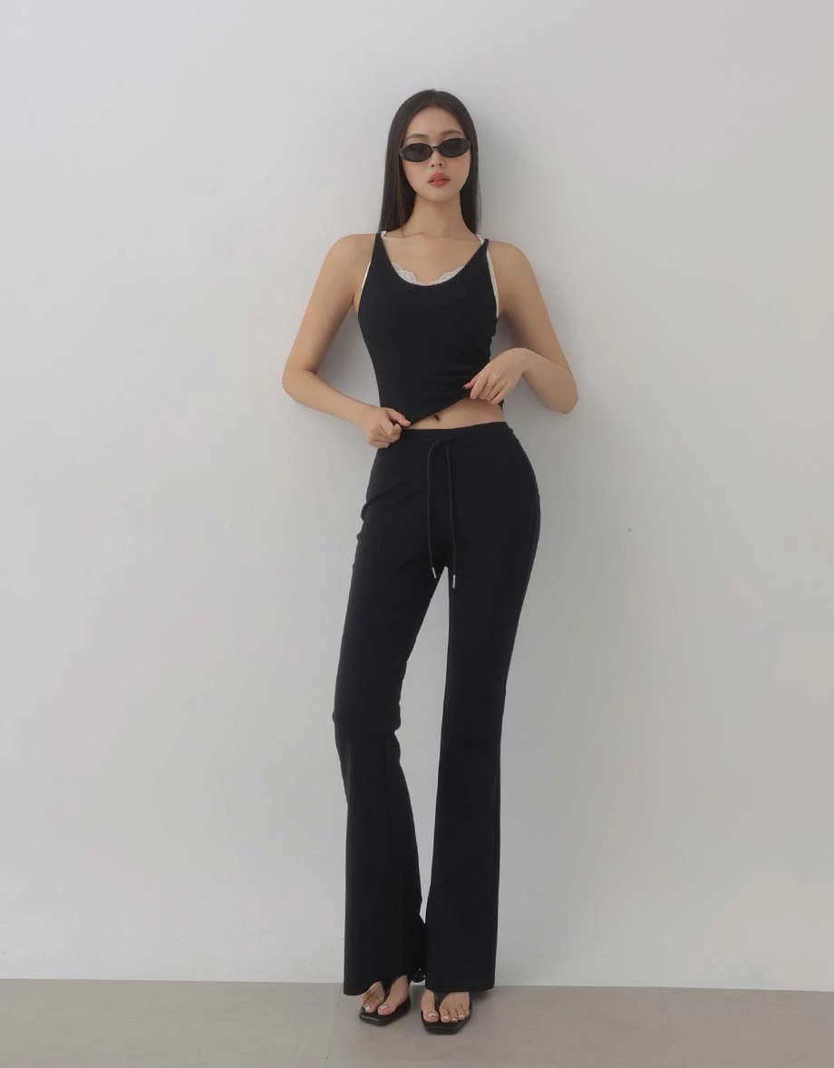 Drawstring High Waist Flared Lounge Pants Drawstring High Waist Flared Lounge Pants