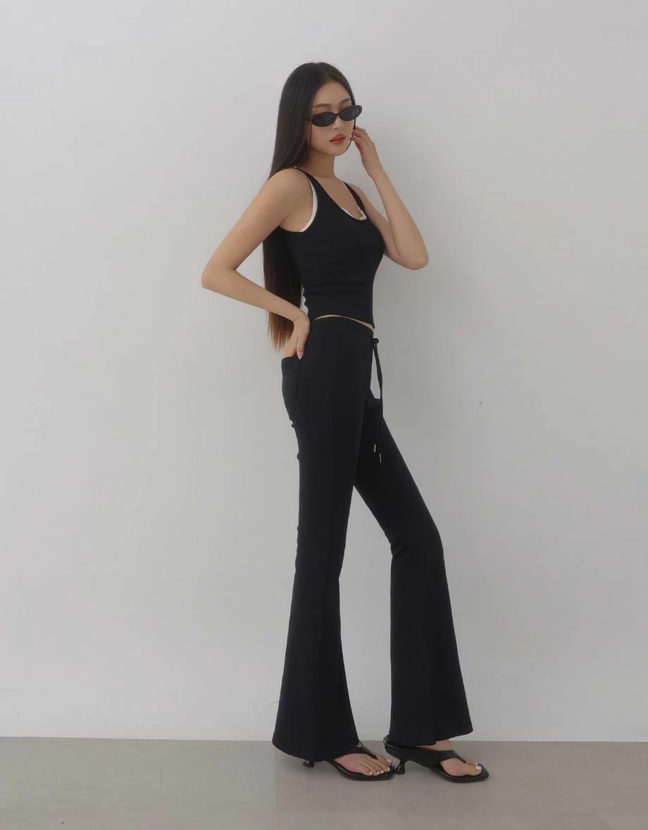 Drawstring High Waist Flared Lounge Pants Drawstring High Waist Flared Lounge Pants
