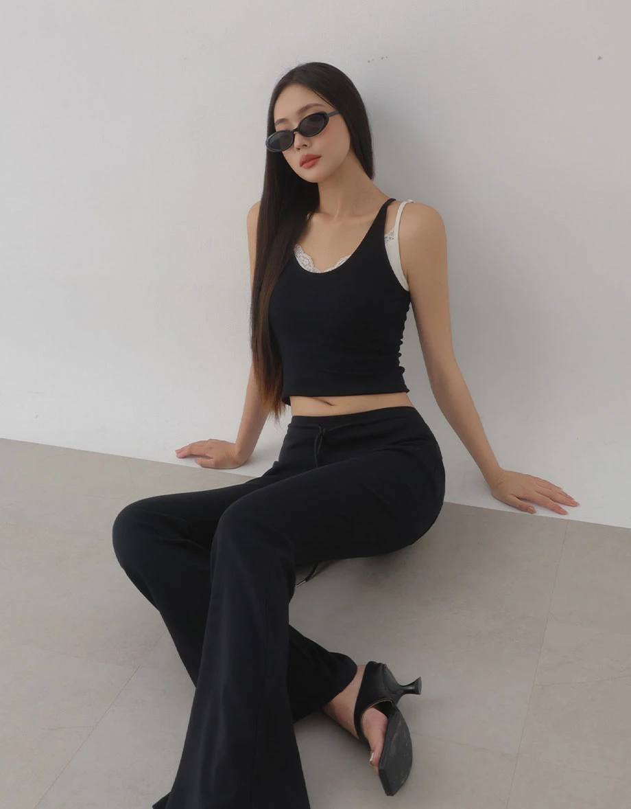 Drawstring High Waist Flared Lounge Pants Drawstring High Waist Flared Lounge Pants