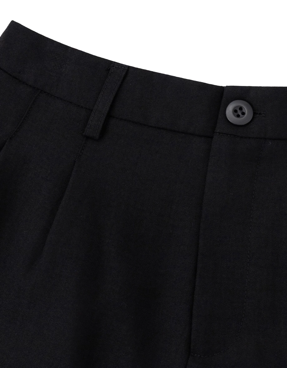 High Waist Pleated Rolled Hem Elastic Back Tailored Shorts High Waist Pleated Rolled Hem Elastic Back Tailored Shorts