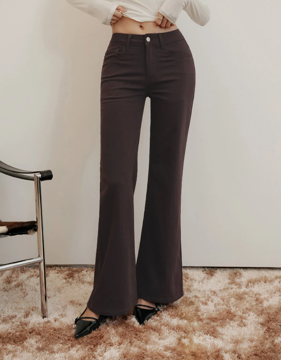 【IHUA Deisgn】Mid Waist Flared Wide Leg Pants with Pockets 【IHUA Deisgn】Mid Waist Flared Wide Leg Pants with Pockets
