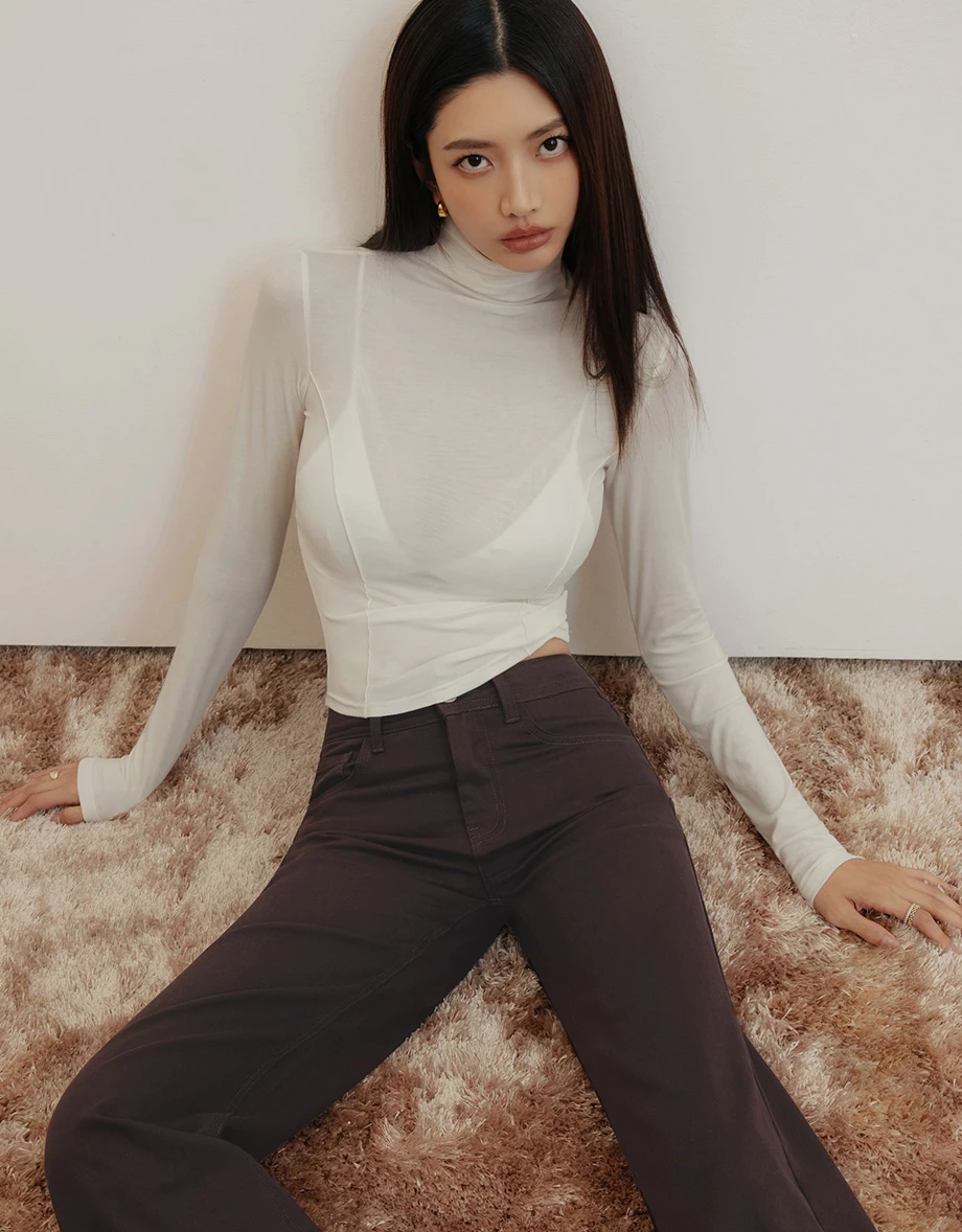 【IHUA Deisgn】Mid Waist Flared Wide Leg Pants with Pockets 【IHUA Deisgn】Mid Waist Flared Wide Leg Pants with Pockets