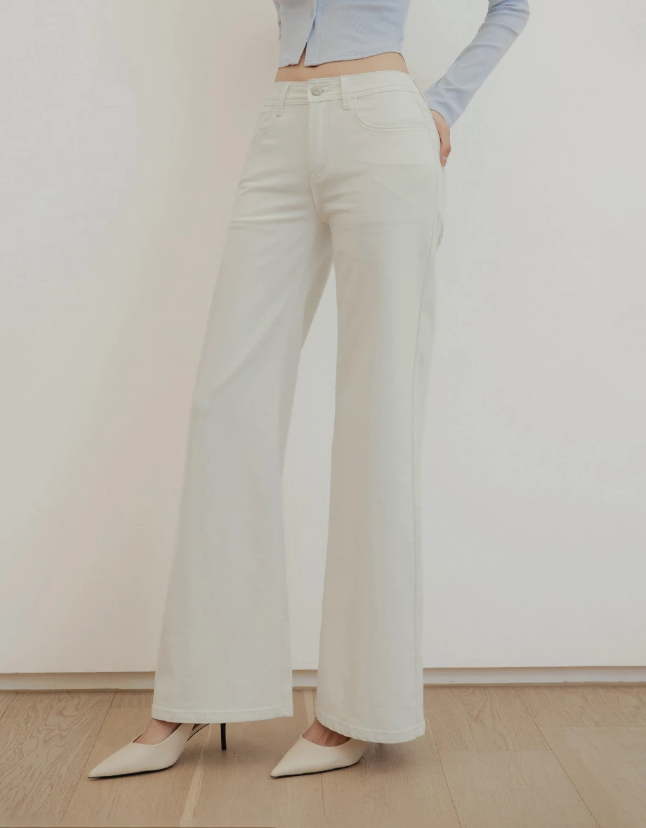 【IHUA Deisgn】Mid Waist Flared Wide Leg Pants with Pockets 【IHUA Deisgn】Mid Waist Flared Wide Leg Pants with Pockets