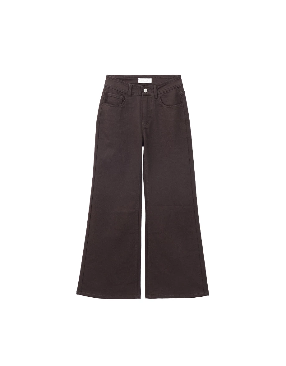【IHUA Deisgn】Mid Waist Flared Wide Leg Pants with Pockets 【IHUA Deisgn】Mid Waist Flared Wide Leg Pants with Pockets