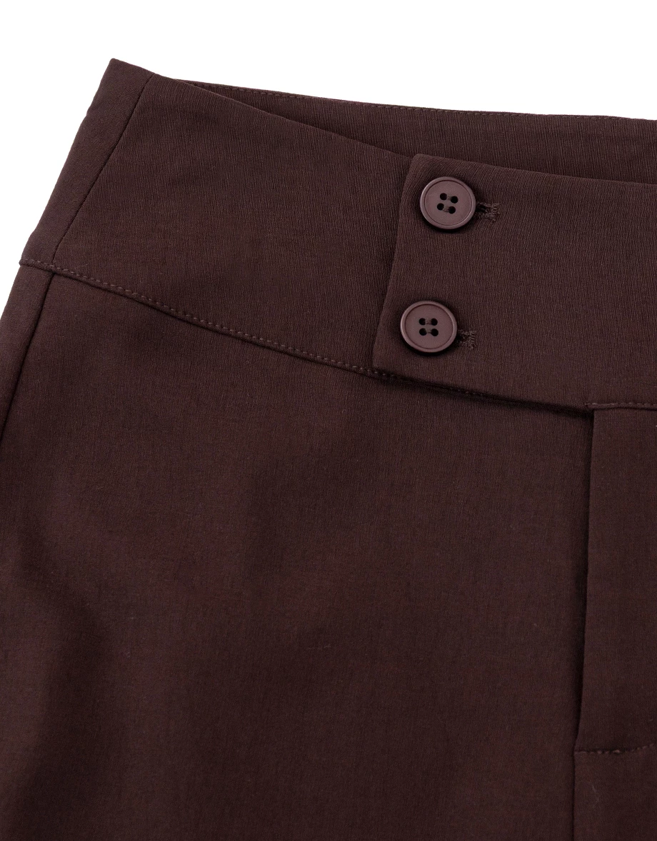 Asymmetric Double Button Waistband Flared Trousers Asymmetric Double Button Waistband Flared Trousers