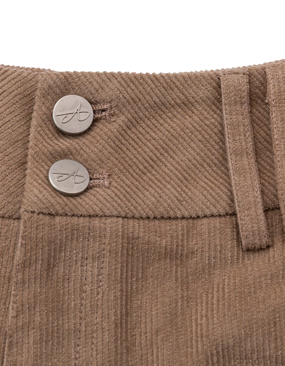 Double Button Corduroy Wide Waistband Fitted Shorts Double Button Corduroy Wide Waistband Fitted Shorts