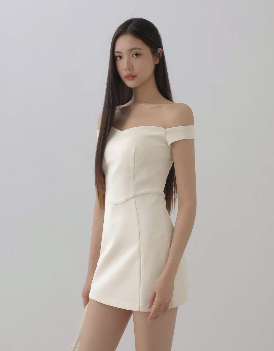 Off Shoulder V Waist Padded Bodycon Mini Dress Off Shoulder V Waist Padded Bodycon Mini Dress