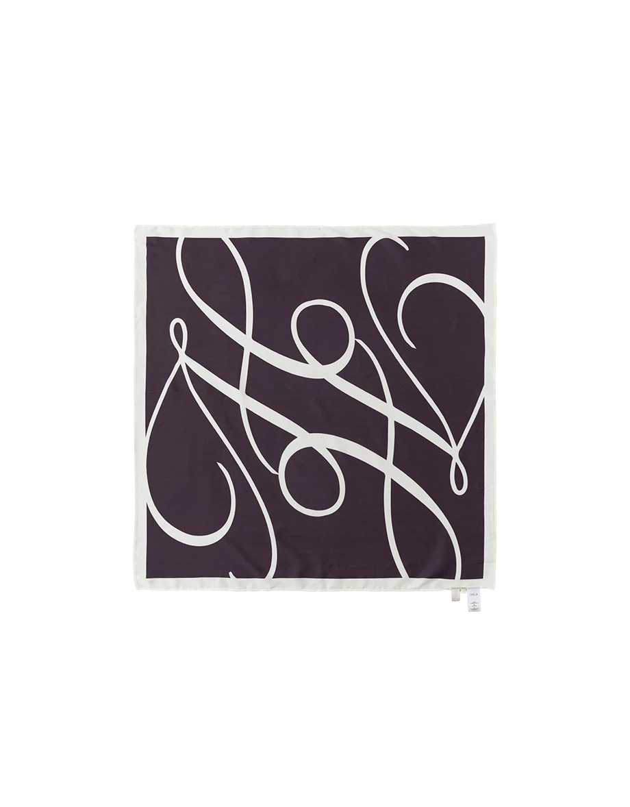 【IHUA Deisgn】Contrast Border Abstract Line Logo Silk Scarf 【IHUA Deisgn】Contrast Border Abstract Line Logo Silk Scarf