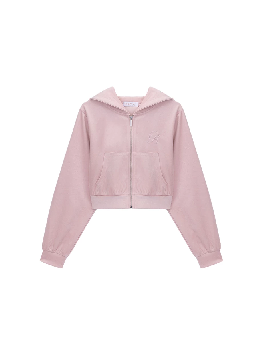 AIR SPACE Logo Embroidered Zip Up Hooded Jacket AIR SPACE Logo Embroidered Zip Up Hooded Jacket