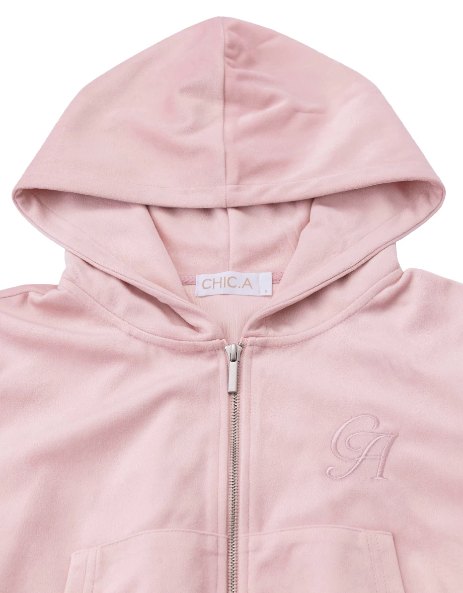 AIR SPACE Logo Embroidered Zip Up Hooded Jacket AIR SPACE Logo Embroidered Zip Up Hooded Jacket