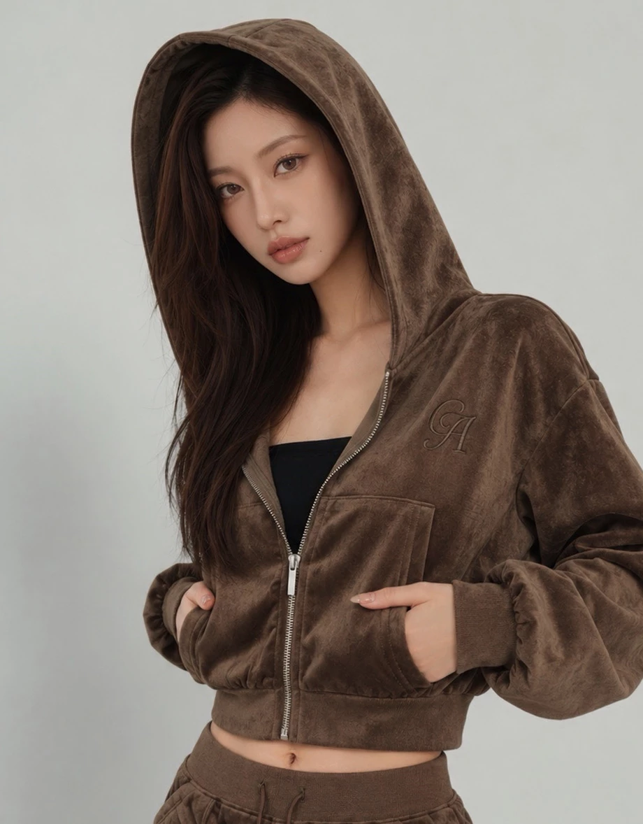 AIR SPACE Logo Embroidered Zip Up Hooded Jacket AIR SPACE Logo Embroidered Zip Up Hooded Jacket