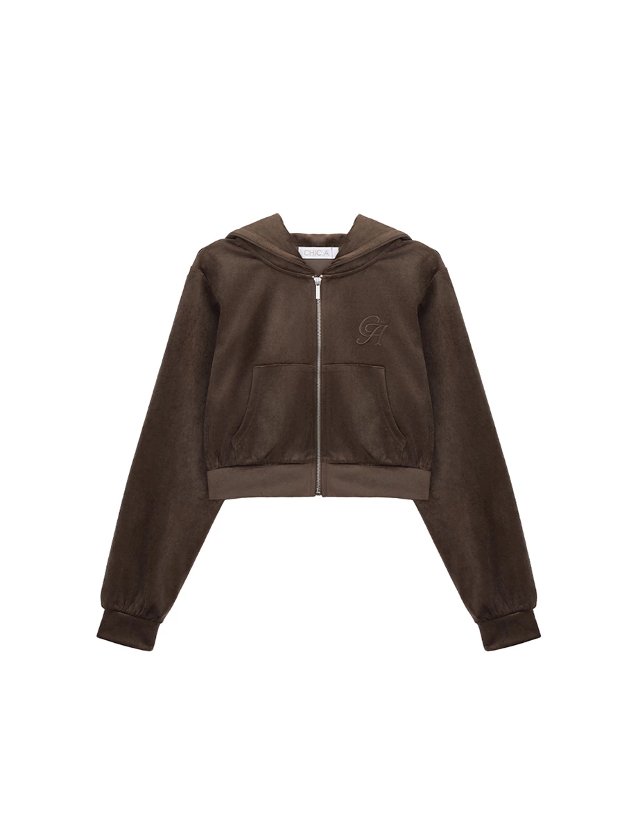 AIR SPACE Logo Embroidered Zip Up Hooded Jacket AIR SPACE Logo Embroidered Zip Up Hooded Jacket