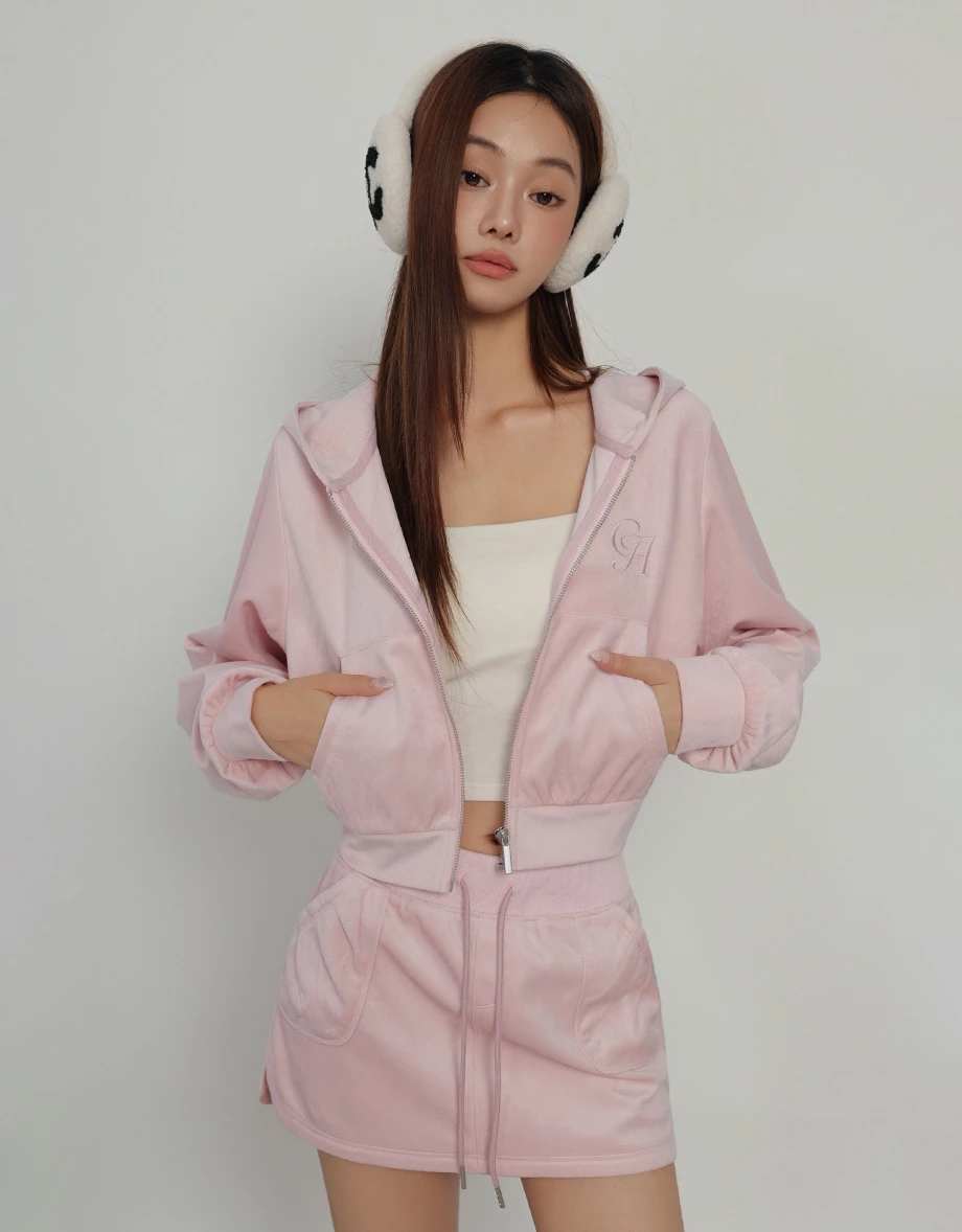 AIR SPACE Logo Embroidered Zip Up Hooded Jacket AIR SPACE Logo Embroidered Zip Up Hooded Jacket