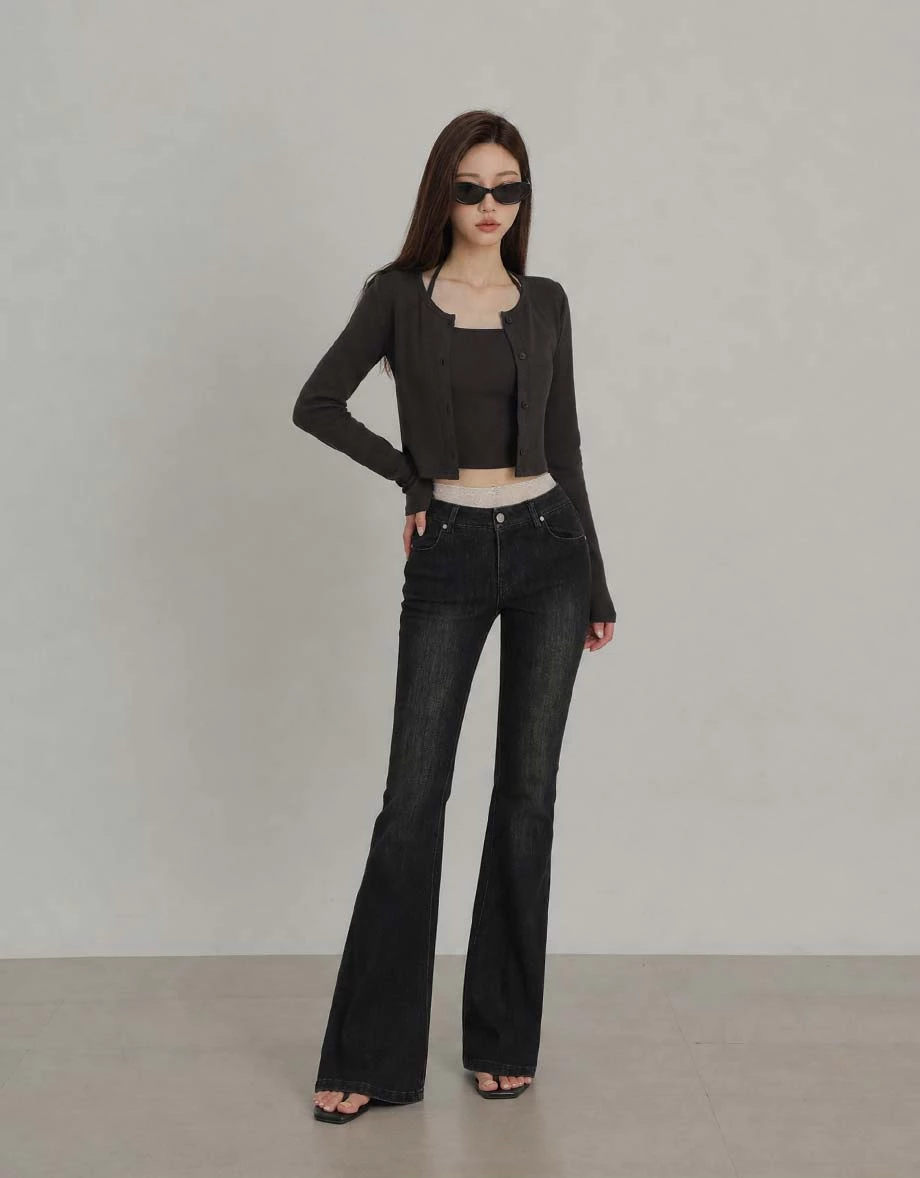 Button Front Long Sleeve Cardigan and Halter Neck Cami Bra Top Set Wear Button Front Long Sleeve Cardigan and Halter Neck Cami Bra Top Set Wear
