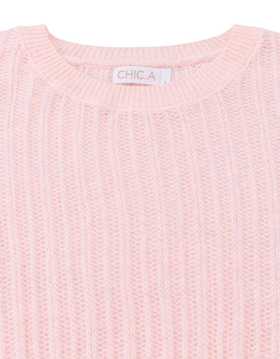 Sheer Open Knit Drop Shoulder Oversized Crew Neck Sweater Sheer Open Knit Drop Shoulder Oversized Crew Neck Sweater