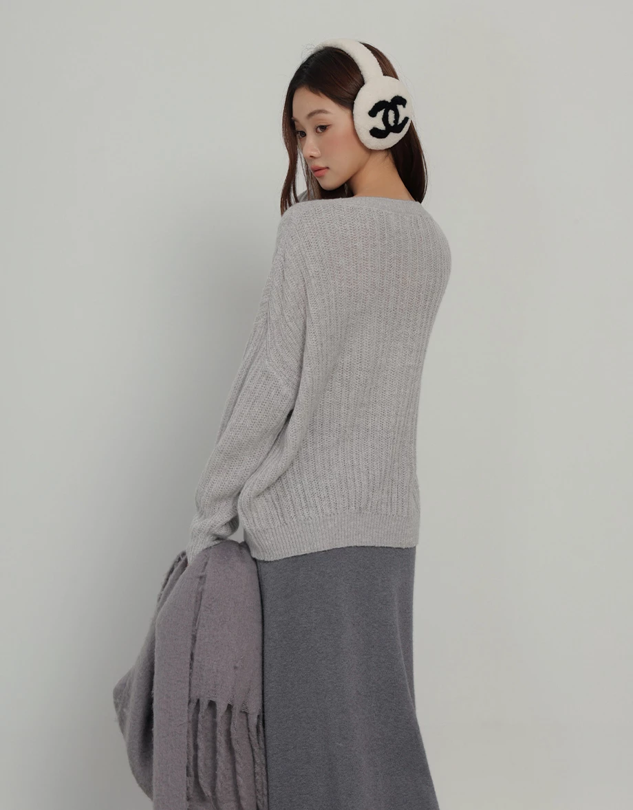 Sheer Open Knit Drop Shoulder Oversized Crew Neck Sweater Sheer Open Knit Drop Shoulder Oversized Crew Neck Sweater