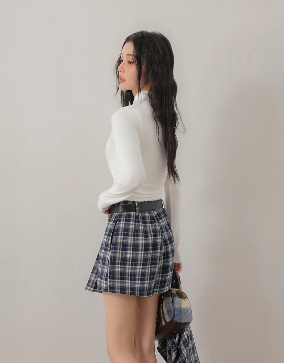 High Neck Side Ruched Fitted Long Sleeve Crop Top High Neck Side Ruched Fitted Long Sleeve Crop Top
