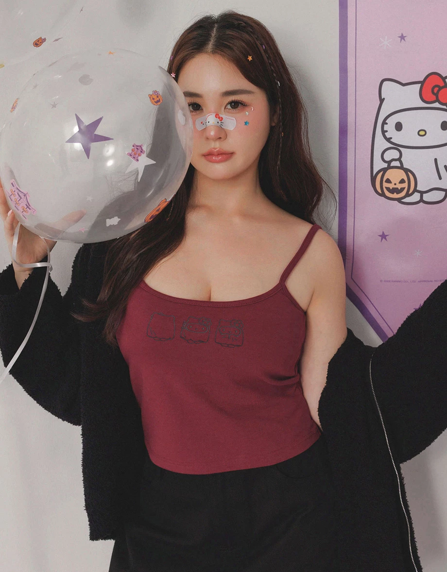 【Hello Kitty】印花小圖短版細肩帶BRA背心 【Hello Kitty】印花小圖短版細肩帶BRA背心