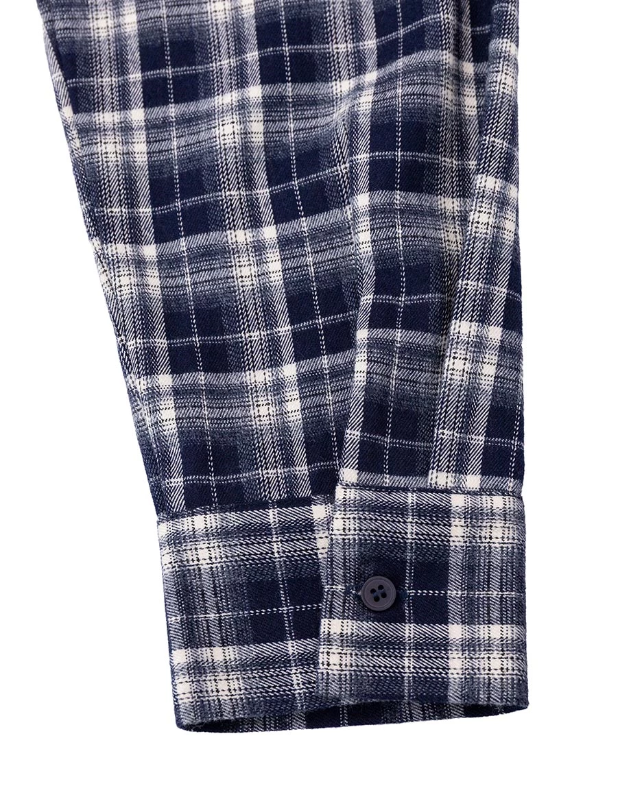 Oversized Plaid Button Front Long Sleeve Foldover Pocket Shirt Blouse Oversized Plaid Button Front Long Sleeve Foldover Pocket Shirt Blouse