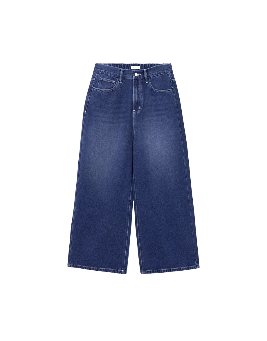 High Waist Wide Leg Jeans Denim Pants with Embroidered Logo Back Pocket High Waist Wide Leg Jeans Denim Pants with Embroidered Logo Back Pocket
