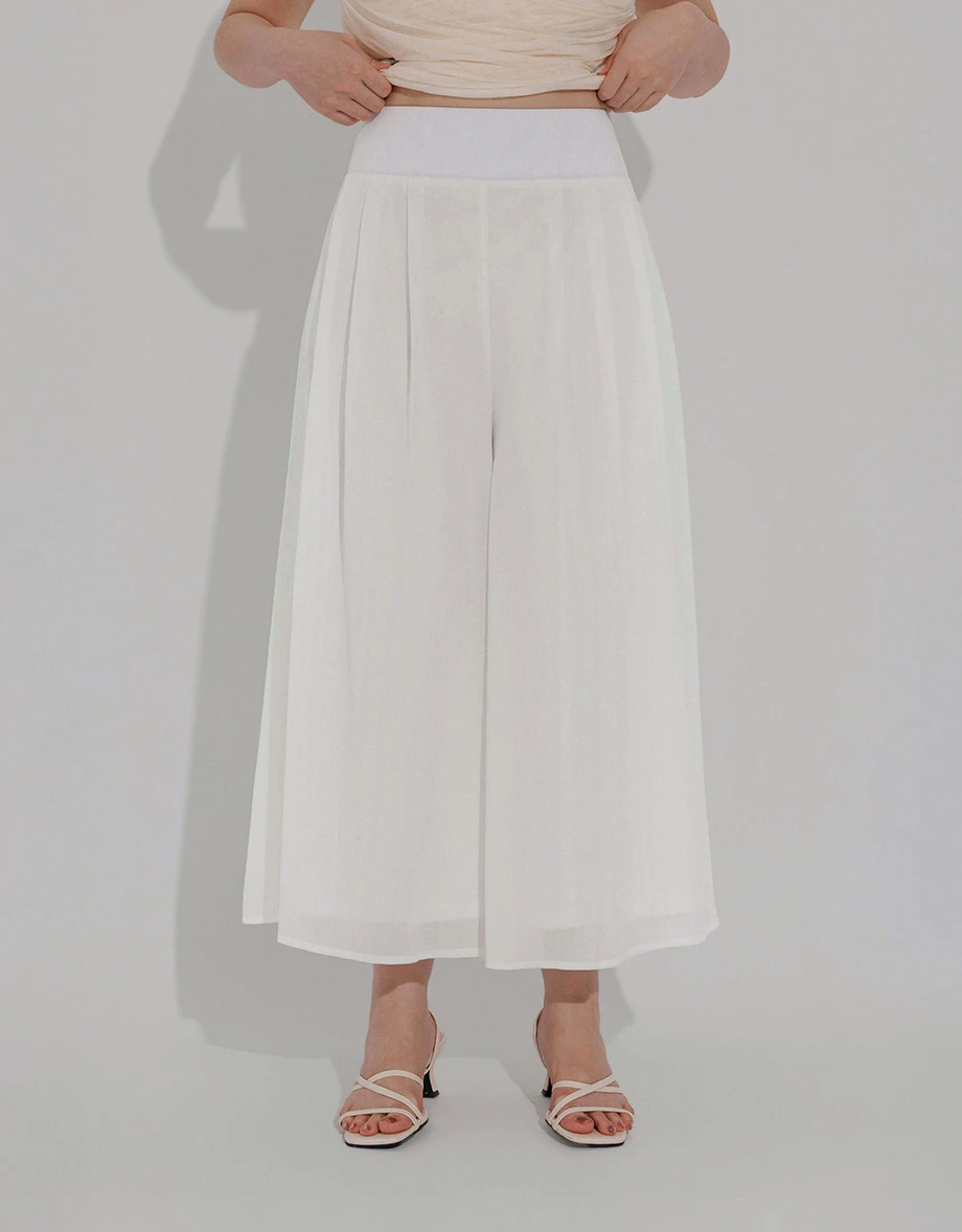 AIRY HOURGLASS Lace Up Corset Back Pleated Wide Leg Pants