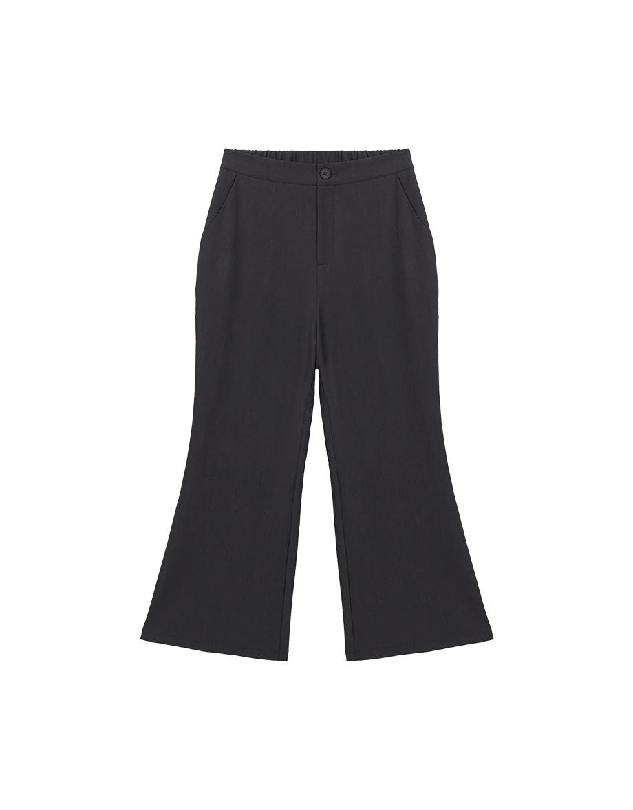 High Waist Elastic Back Flared Tailored Trousers